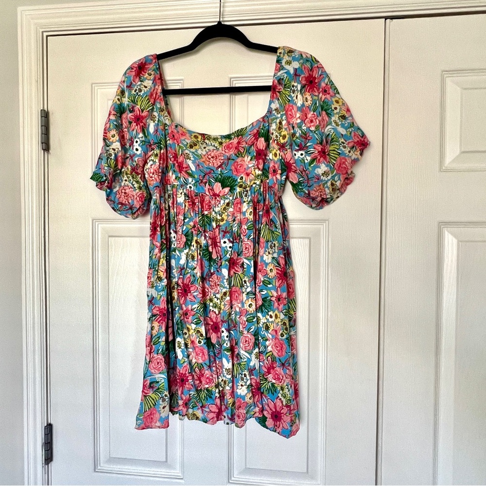 Pink Blush Tropical Mini Dress